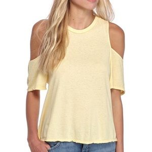 Free People Taurus yellow cold shoulder tee